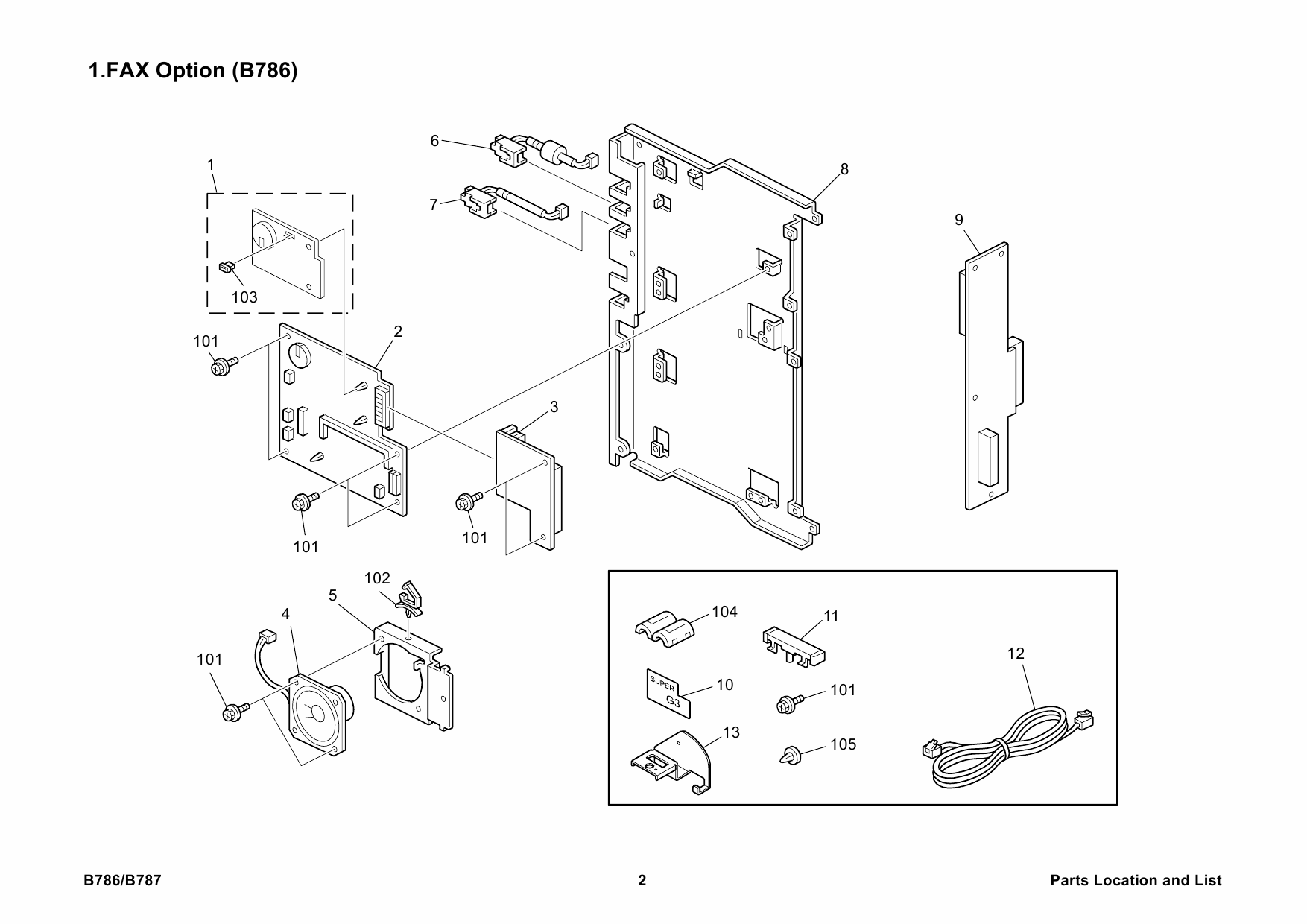 RICOH Options B786 B787 FAX-OPTION-TYPE-C3000 Parts Catalog PDF download-2